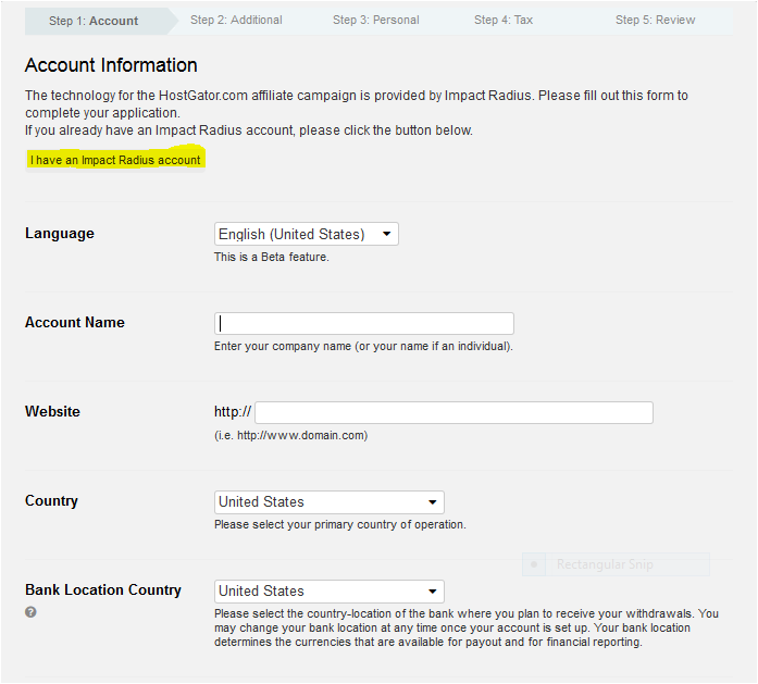 affiliate marketing application form-hostgator