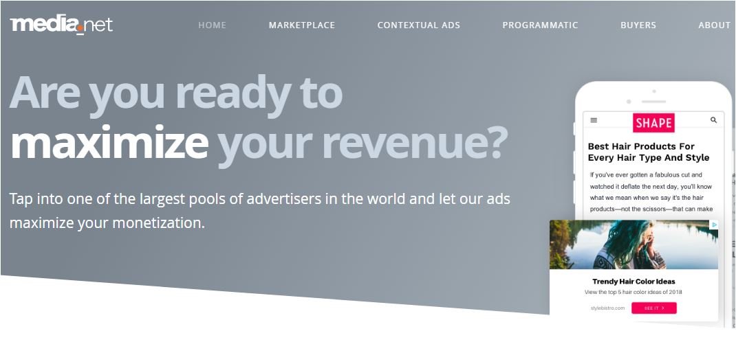 media.net ad network to monetize your content