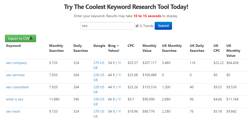 SEOBOOK keyword research tool