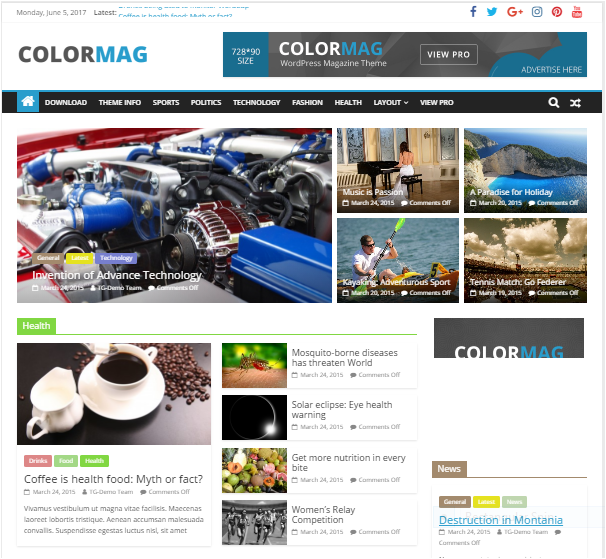 colormag free wordpress theme