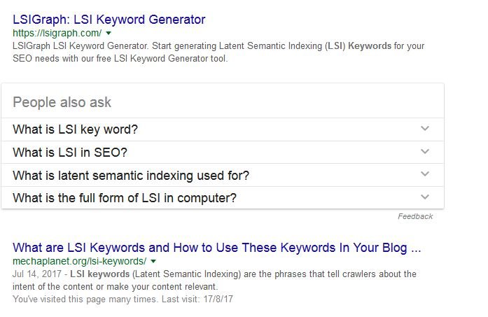 example of lsi keywords