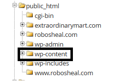 Go to public.html file and click on wp content