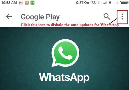 disable auto updates for WhatsApp in play store