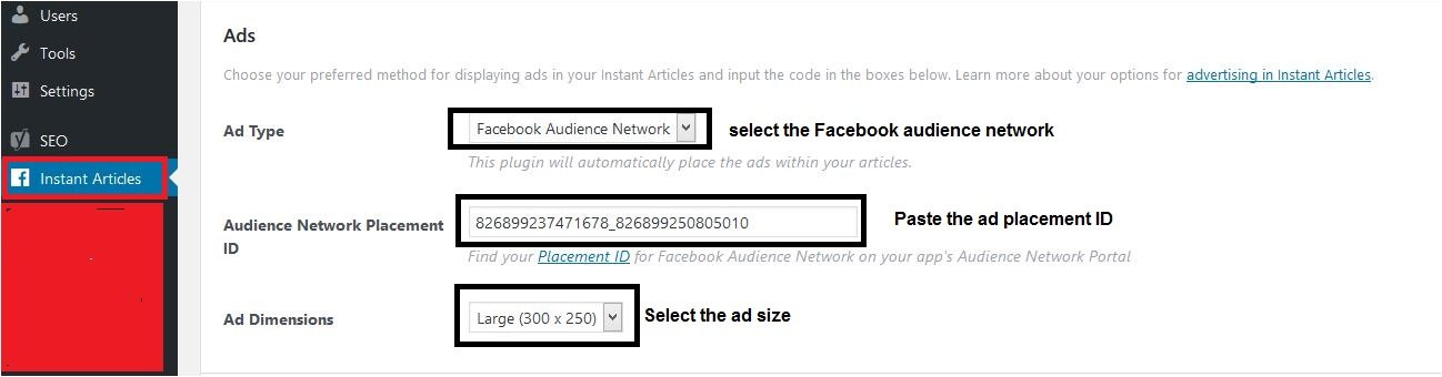 how to put the facebook ads on website with the help of instant article for wp wordpress plugin