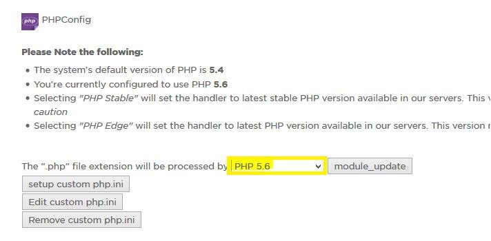 update php version in wordpress site hosted under hostgator