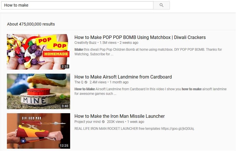 Youtube results for query how to make
