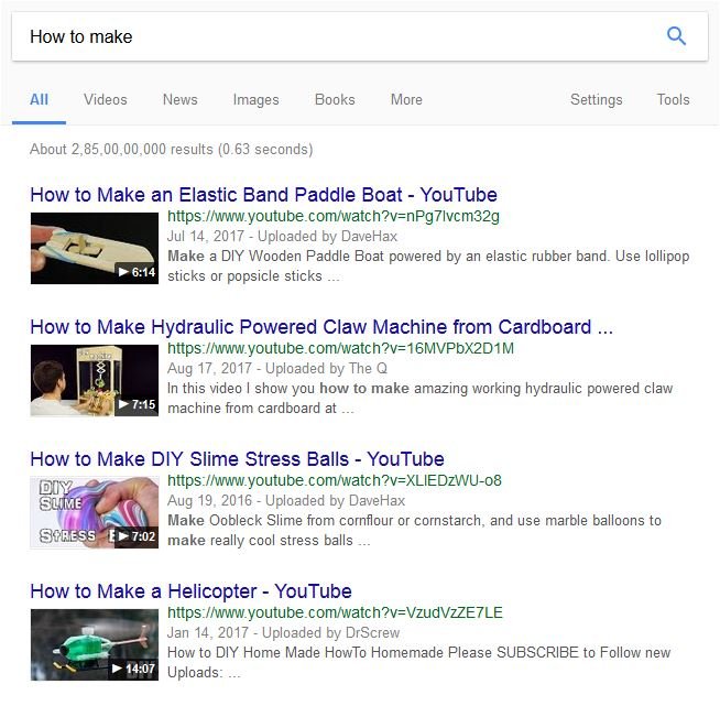 google search results while searching for how to make