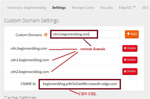 create custom domain in maxcdn
