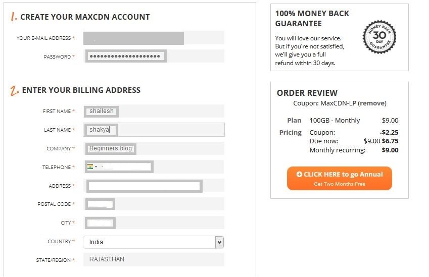 how to create maxcdn account