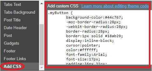 CSS code goes here in Blogger