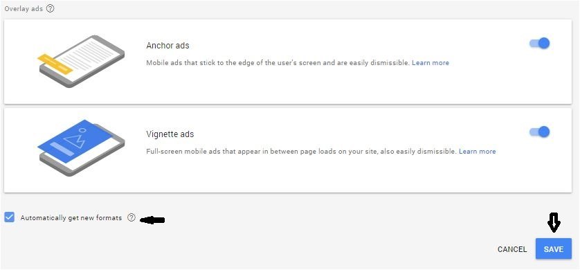 Adsense auto ads global settings for page-level-ads
