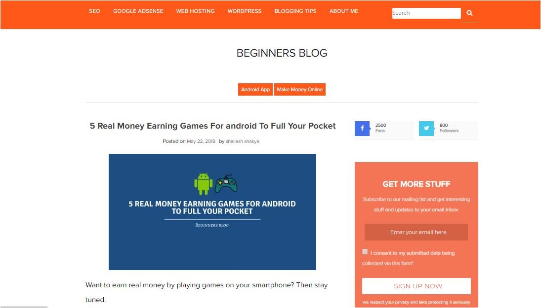 Example of blog promotion