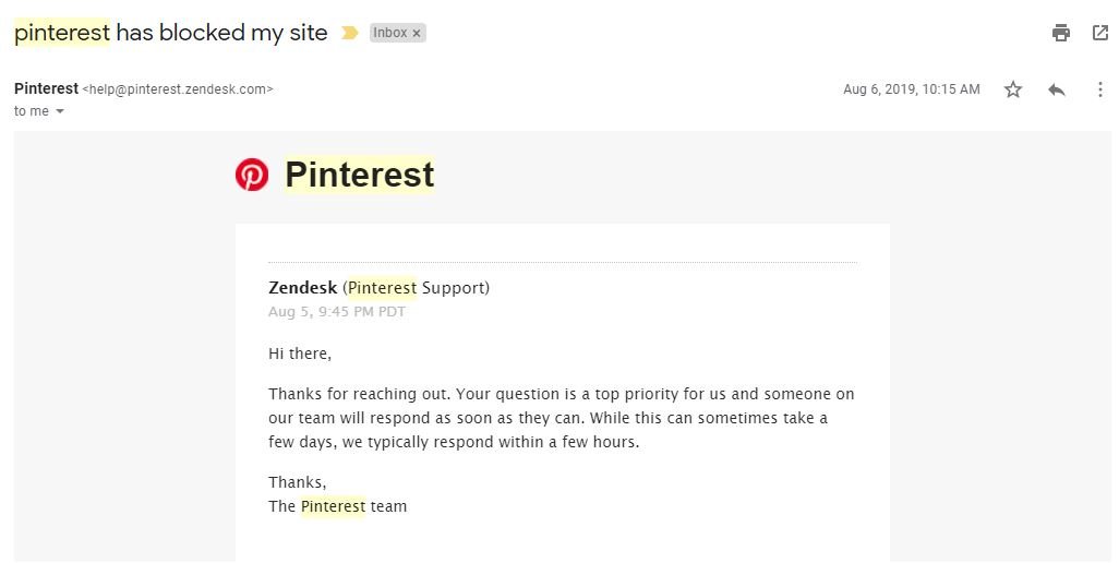 Pinterest auto reply