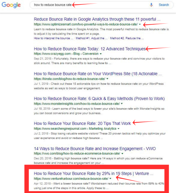 Search results for how to reduce bounce rate