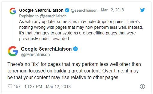 Google searchLiaison saying about core update